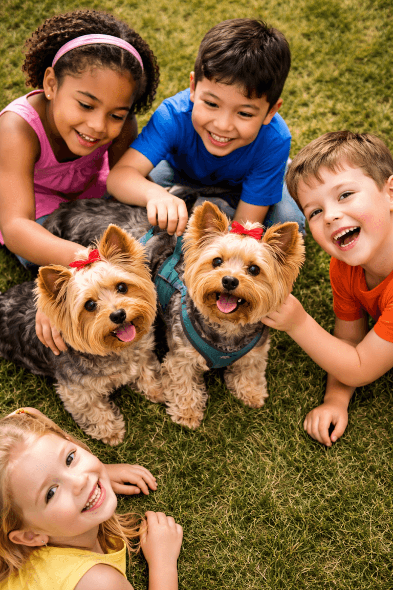 kids and yorkies